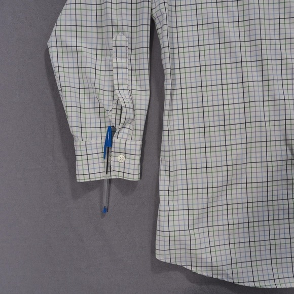 Mizzen Main Shirt Mens XL Trim Fit Blue Green Plaid Leeward Collection USA Made - Picture 4 of 14